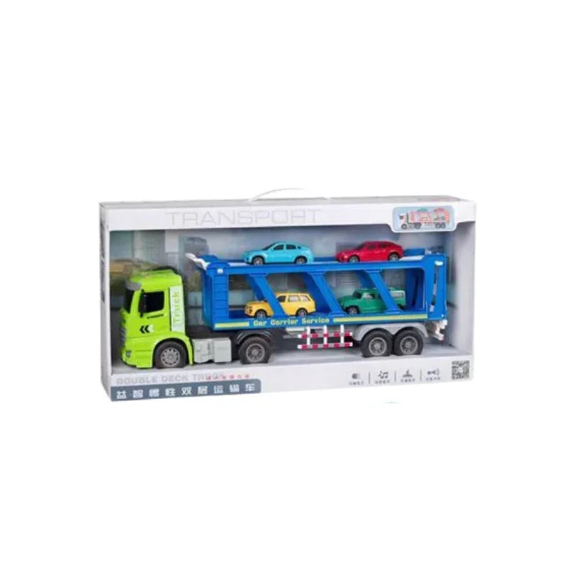 Kids Double Decker Car Transporter Truck with 4 Mini Cars