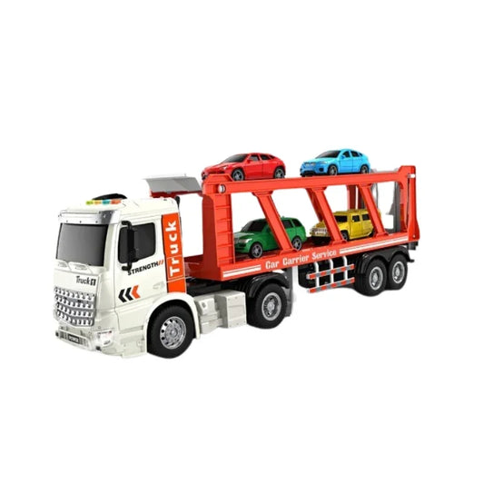 Kids Double Decker Car Transporter Truck with 4 Mini Cars