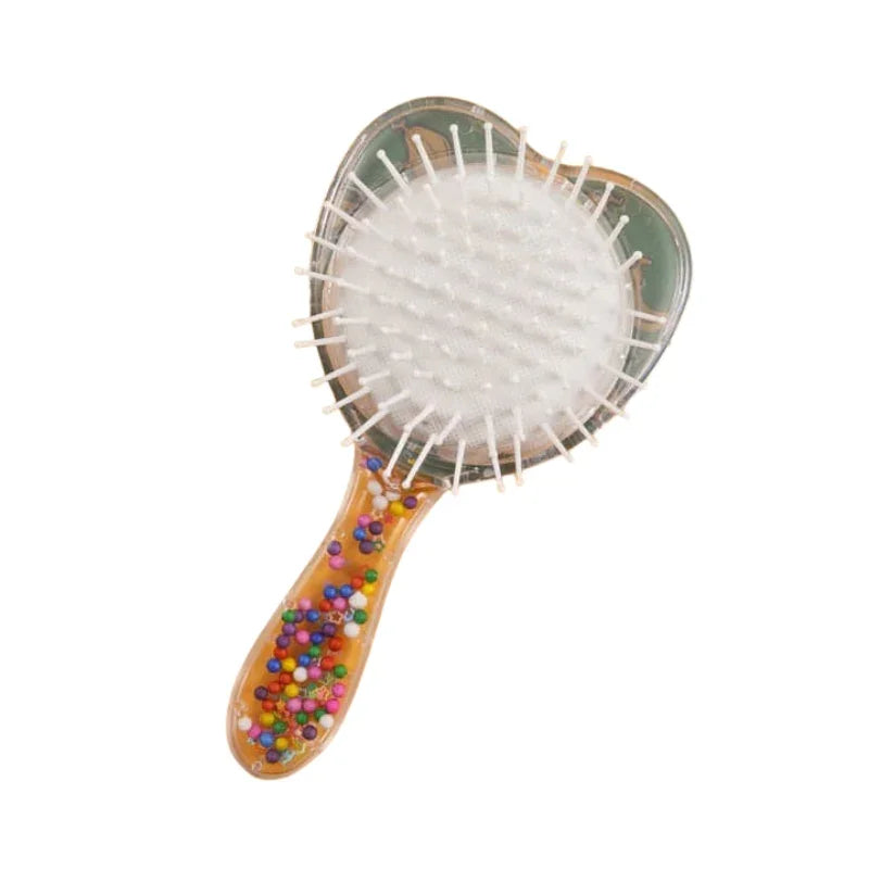 Girls Detangling Hair Brush Set White Heart Design