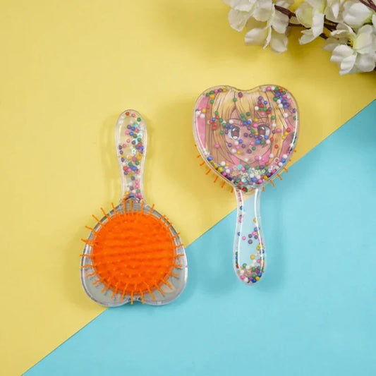 Girls Detangling Hair Brush Set White Heart Design