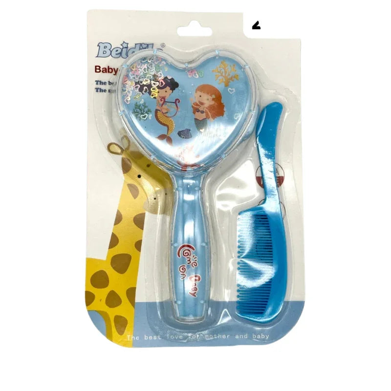 Boys Detangling Hair Brush & Comb Set Heart Blue