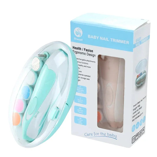 Electric Baby Nail Trimmer Set – Gentle Nail Care Kit with 6 Grinding Heads & Carry Case