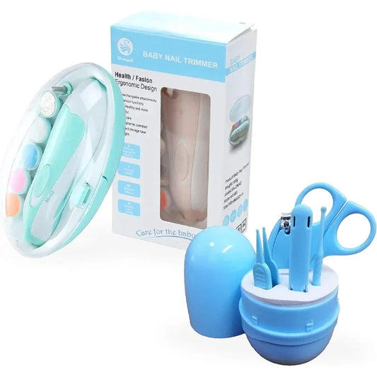 Electric Baby Nail Trimmer Set – Gentle Nail Care Kit with 6 Grinding Heads & Carry Case