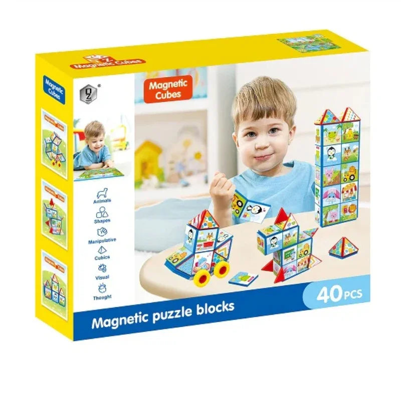 Magnetic Constructor Puzzle Magic Cubes – 40-Piece Creative Building Set for Kids
