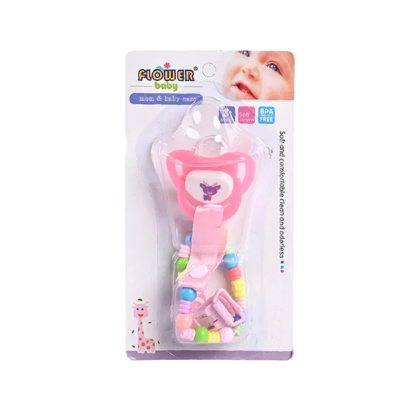Bear Handle Pacifier With Chain Flower