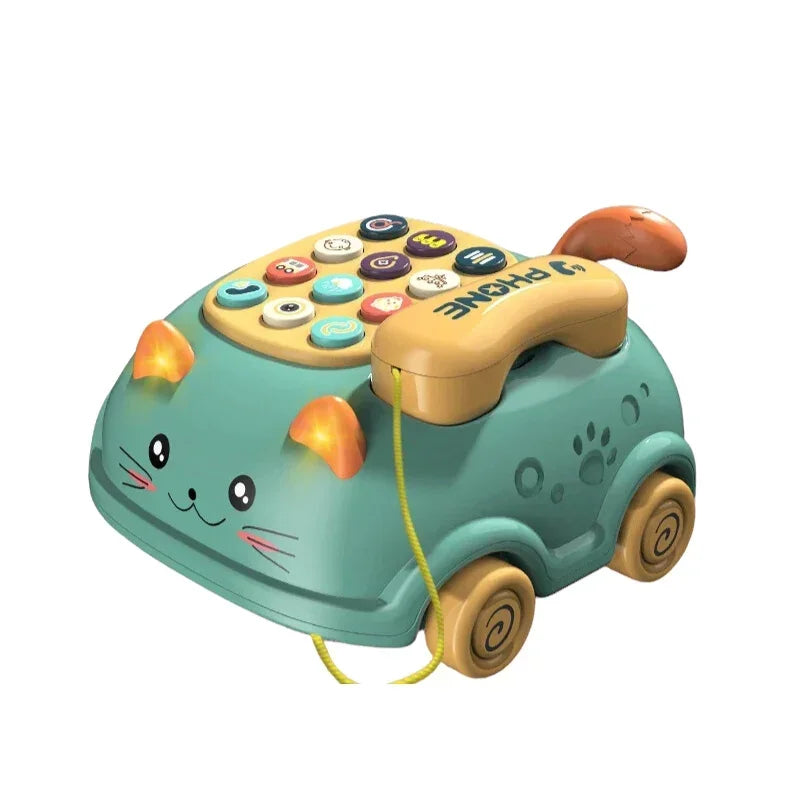 Baby Cat Pull Phone With Light And Music Toy For Kids