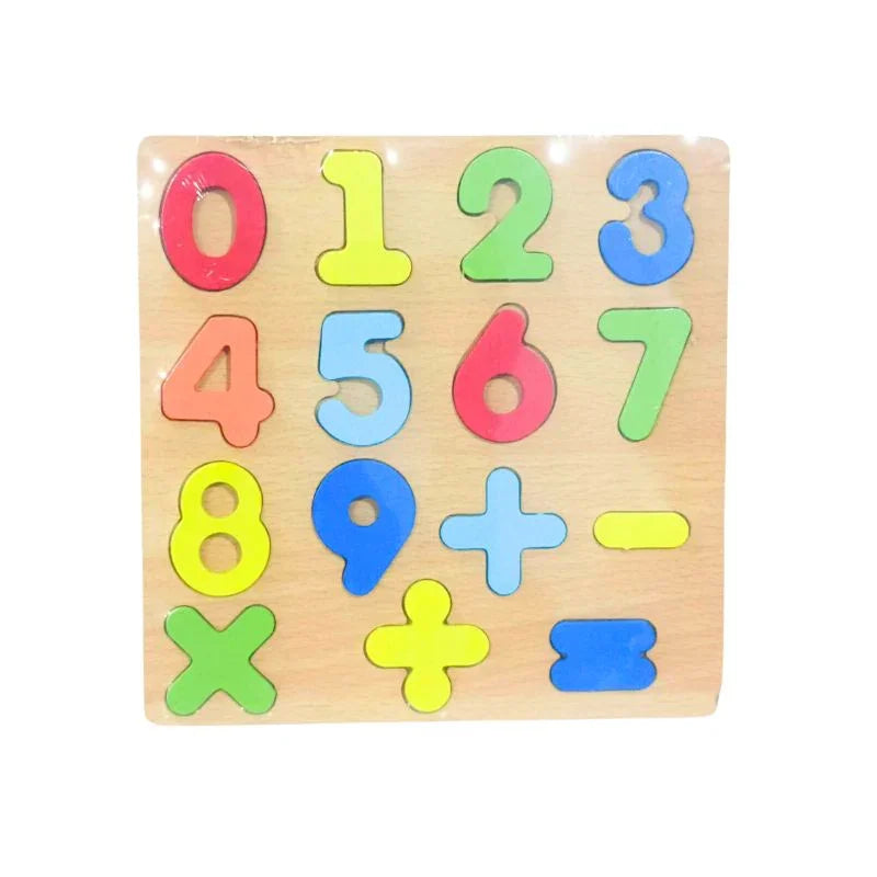 Wooden Numbers and Math Symbols Puzzle Board Educational Learning Toy