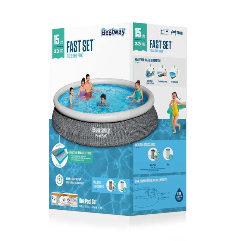 Bestway Fast Set Inflatable Round Ring Swimming Pool (15x33)(57313)