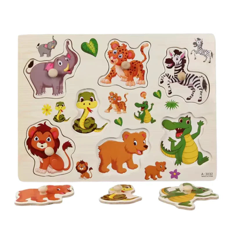 Wooden Animal Grab Board – Interactive & Educational Puzzle Toy for Babies