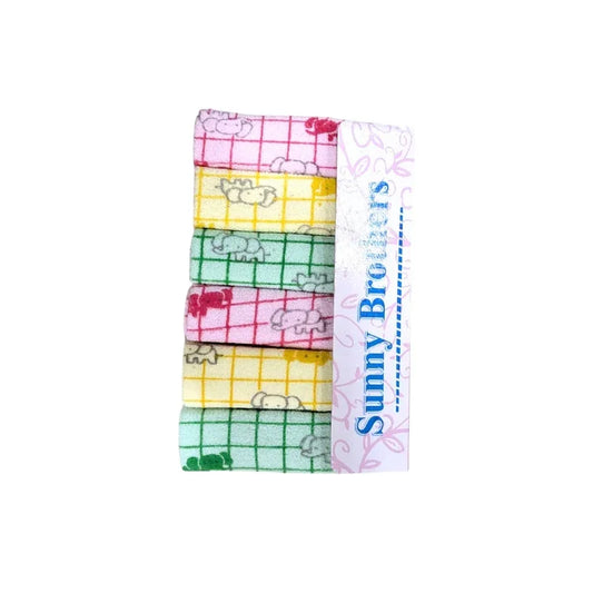 Elephant Print Baby Face Towels 6 Pack in Soft Colors