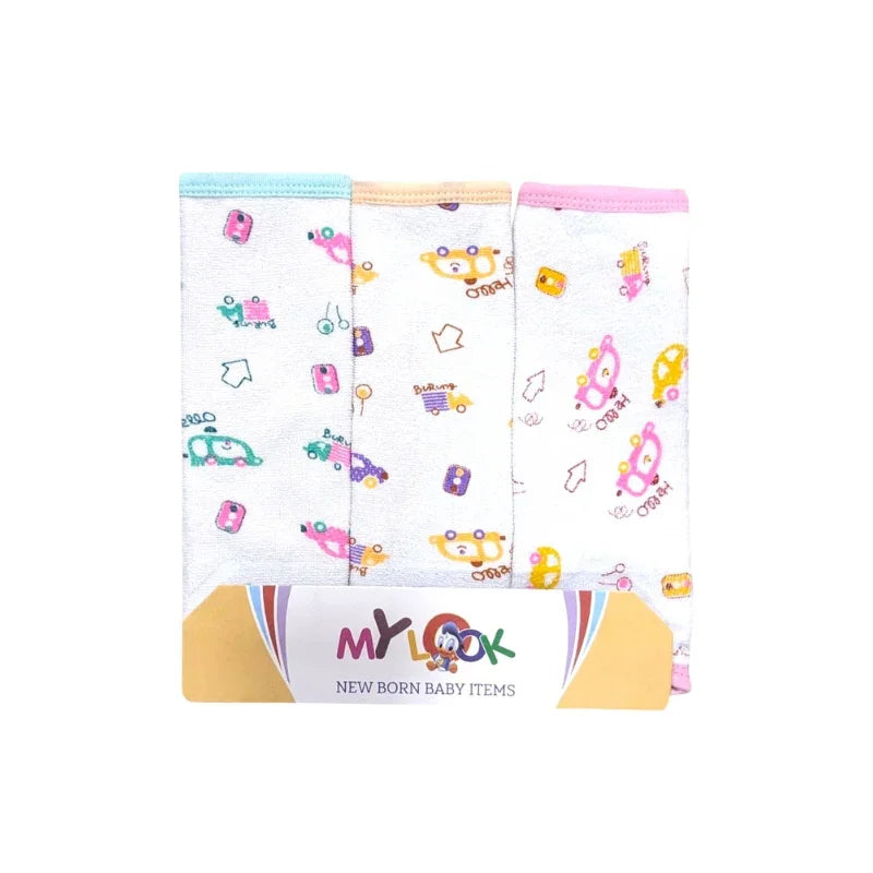 Car Print Baby Washcloths 3 Pack for Daily Use