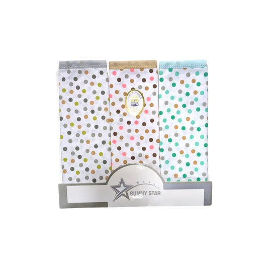Sunny Star Dots Print Baby Washcloths 3 Pack for Everyday Use