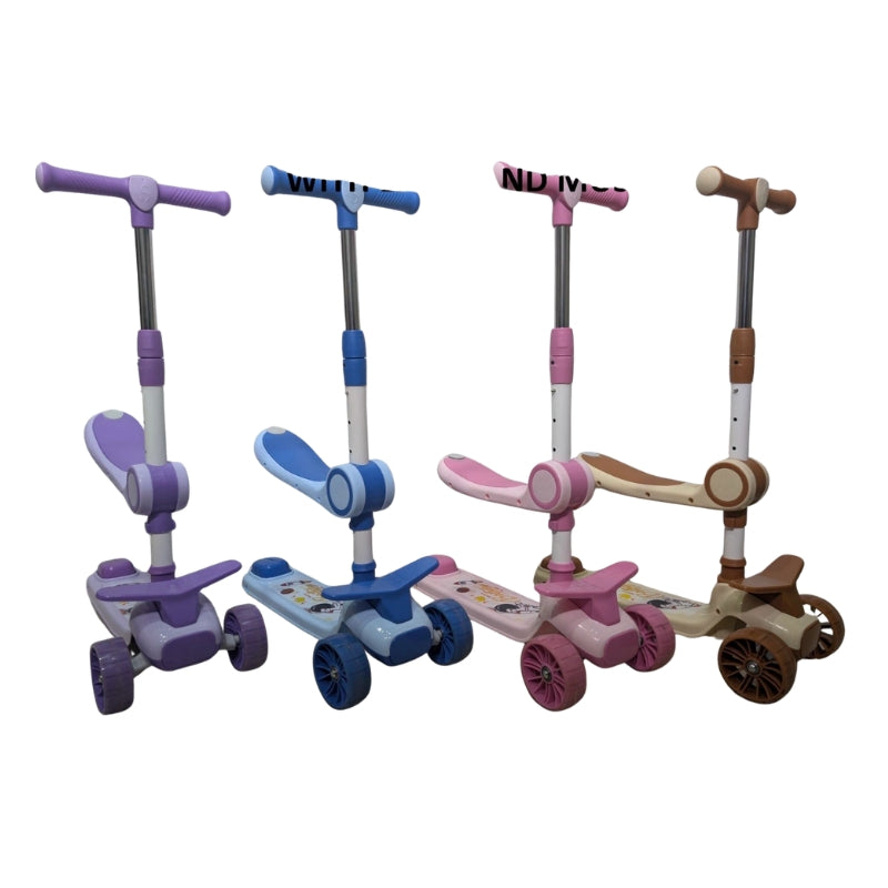 3-in-1 Kids Kick Scooter with Foldable Seat, LED Lights & Sound Effects