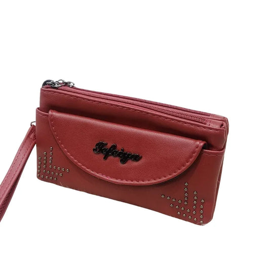 Stylish 3 Zipper Wristlet Wallet for Women Elegant Front Flap Design