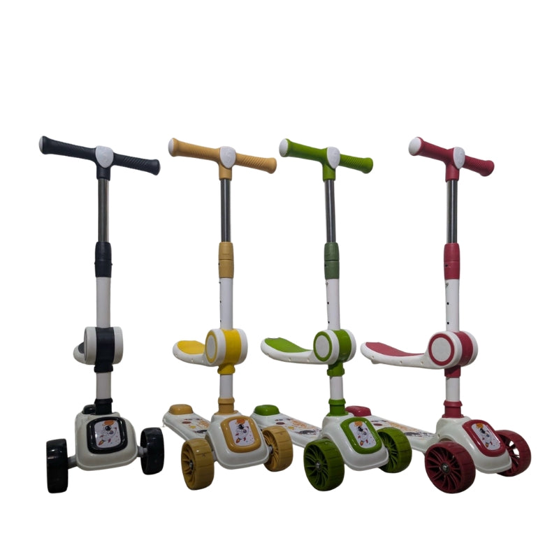 3-in-1 Kids Kick Scooter with Foldable Cushion Seat and Cute Graphics