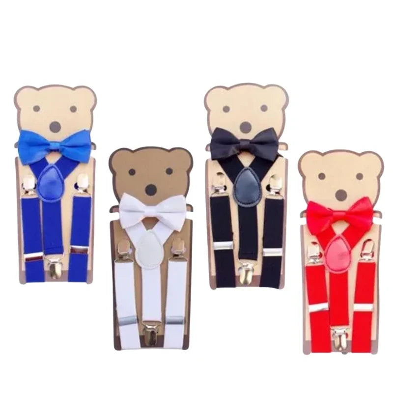 Elegant Kids Bow Tie & Suspender Set Perfect for Parties