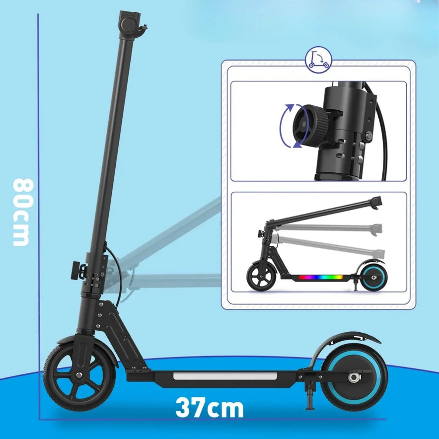 Electric Folding Scooter for Kids with Flashing LED Lights – Rechargeable & Portable