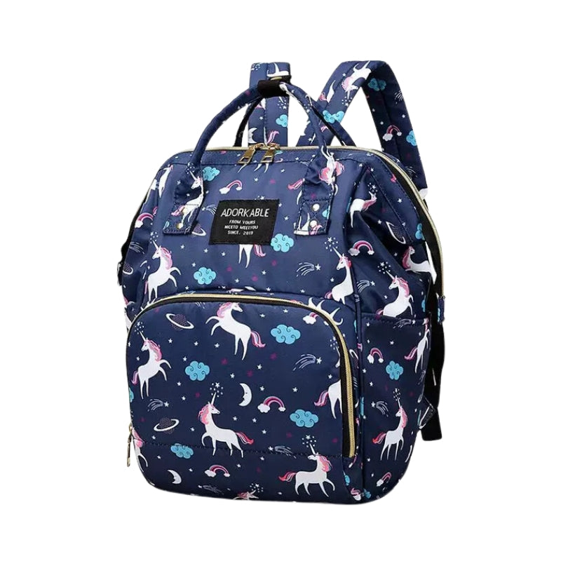 Adorkable Unicorn Diaper Backpack Navy Blue