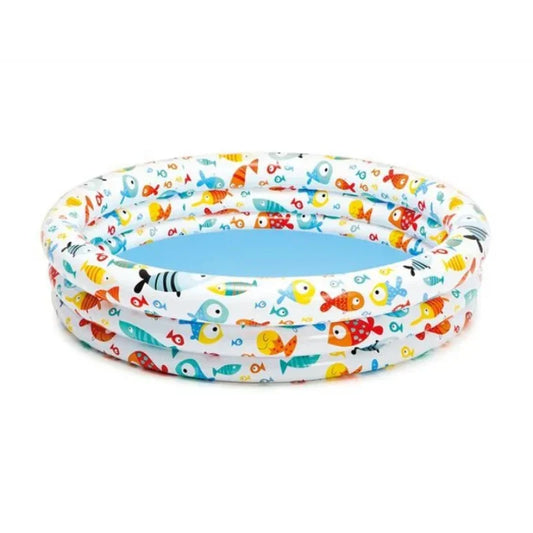 Intex Fish Printed Swimming Pool With Beach Ball & Ring For Kids (4ft)