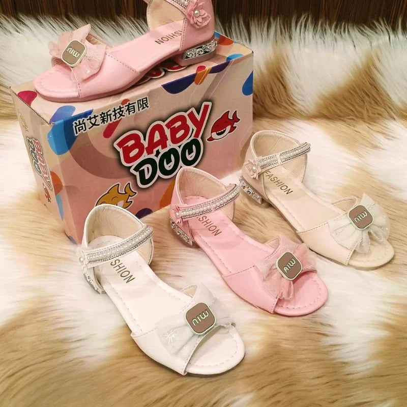 Sequin Lace Bow Sandal For Girls (654)