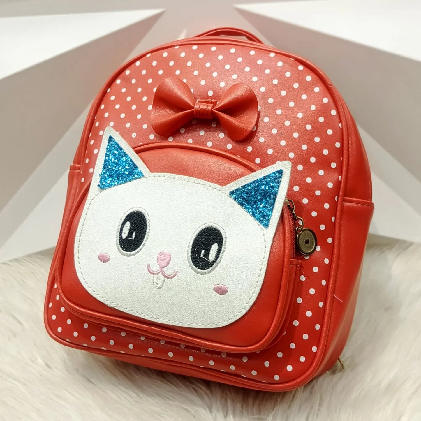 Cute Cat Kids Backpack with Ribbon