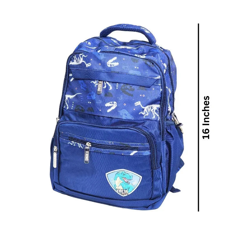 Dino Printed Spacious School Bag For Kids - 16 inches (2263) - Blue