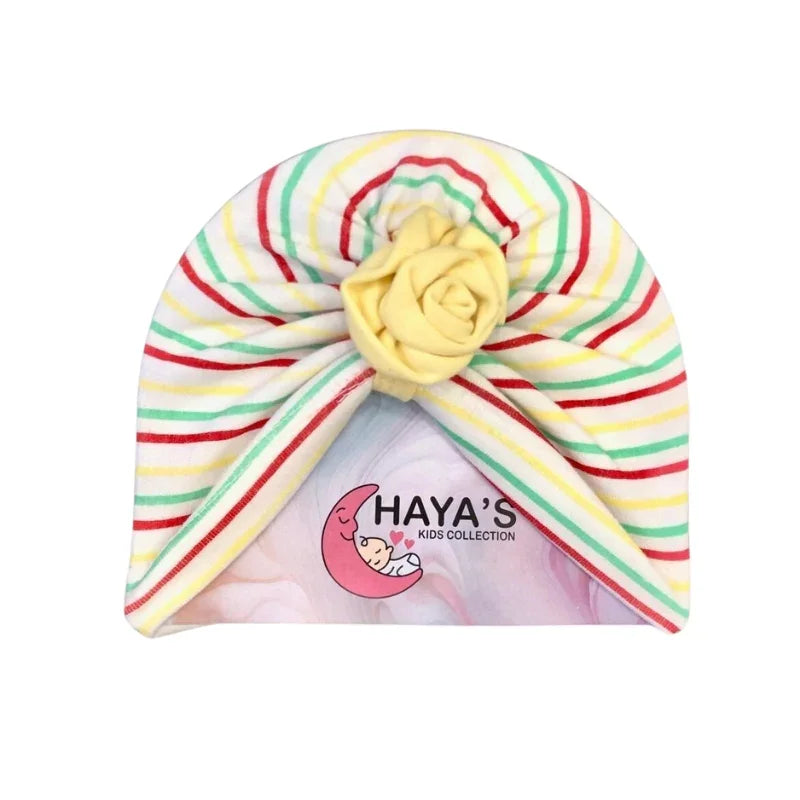Beautiful Flower Turban Cap For Baby (Assorted)