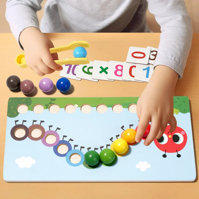 Wooden caterpillar Learn math bead set Concentration training Early education children's toy