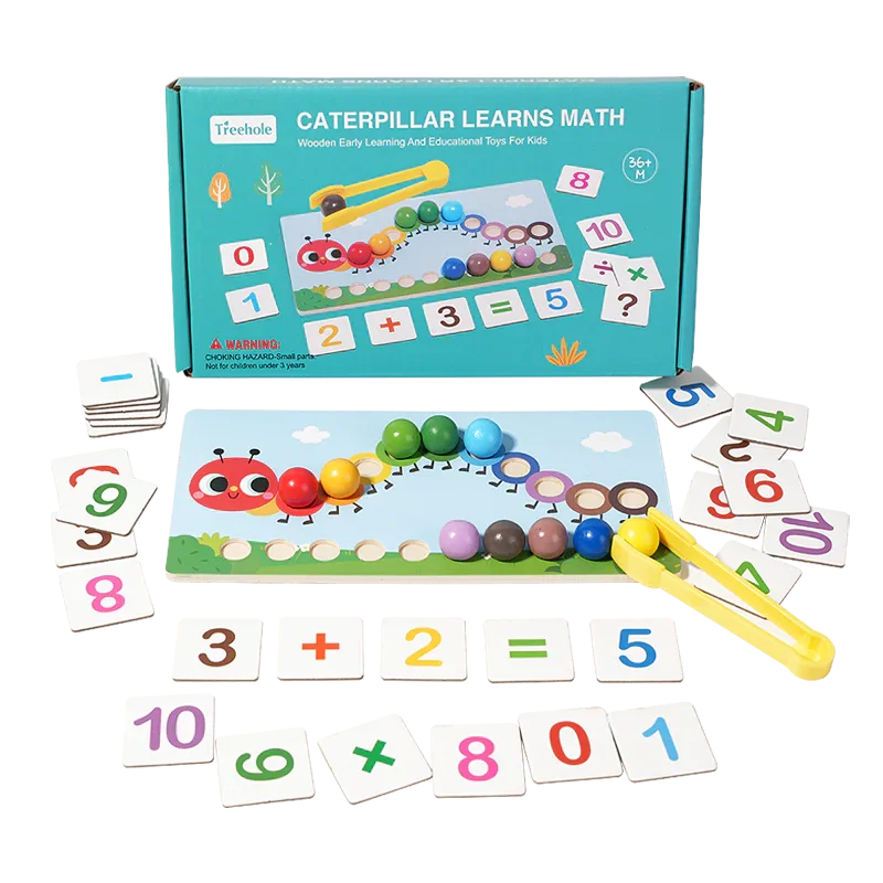Wooden caterpillar Learn math bead set Concentration training Early education children's toy