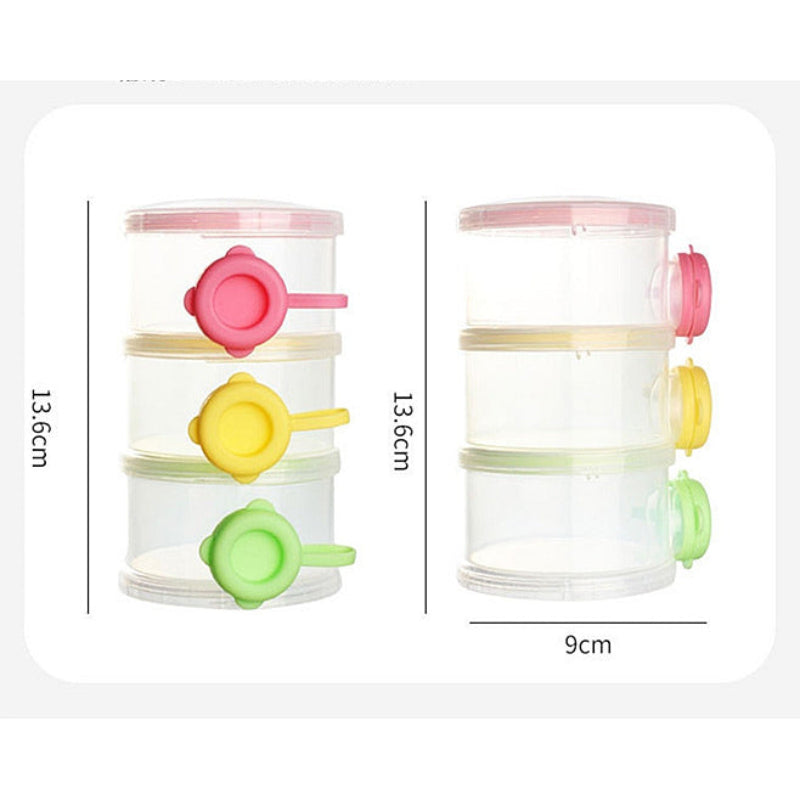 3-Layer Baby Milk Powder Storage Bottle – Compact & Travel-Friendly Feeder Box