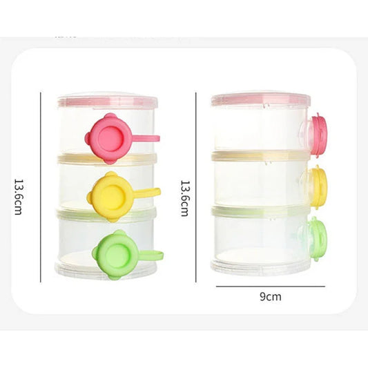 3-Layer Baby Milk Powder Storage Bottle – Compact & Travel-Friendly Feeder Box