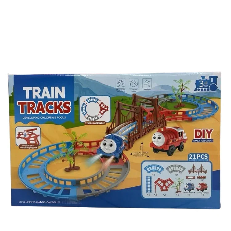 Train Tracks Cartoon Play Set For Kids