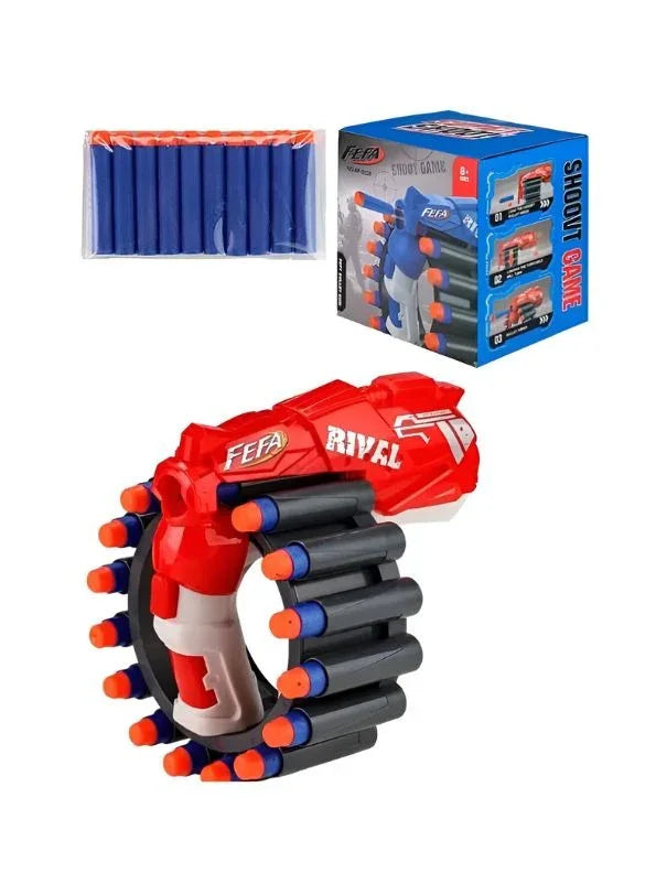 Soft Foam Bullet Blaster Toy Gun with 20 Darts & Target Wristband – 60ft Range Shooting Game for Kids