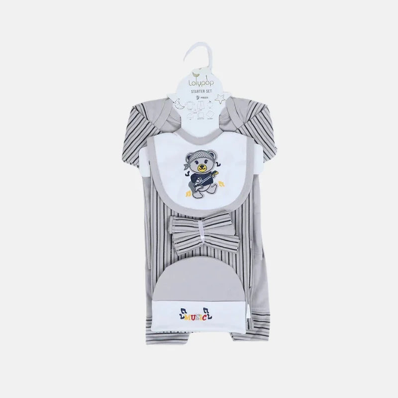 Newborn Baby Starter Gitter Set Pack of 9 - Gray
