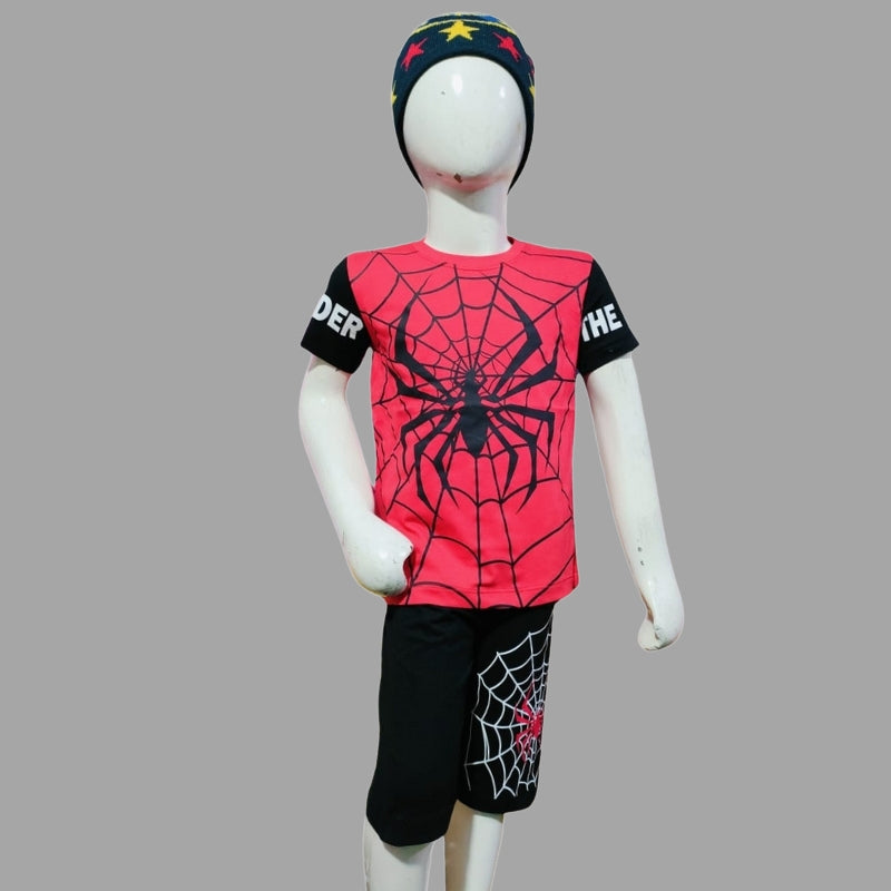 Spiderman Printed T-Shirt With Short For Kids
