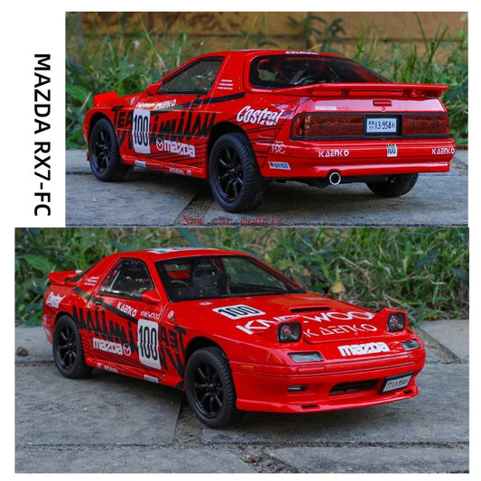 Mazda RX-7 FC Diecast Sports Car Model 1:24 Scale with Light & Sound – Premium Alloy Collectible Toy for Kids & Enthusiasts
