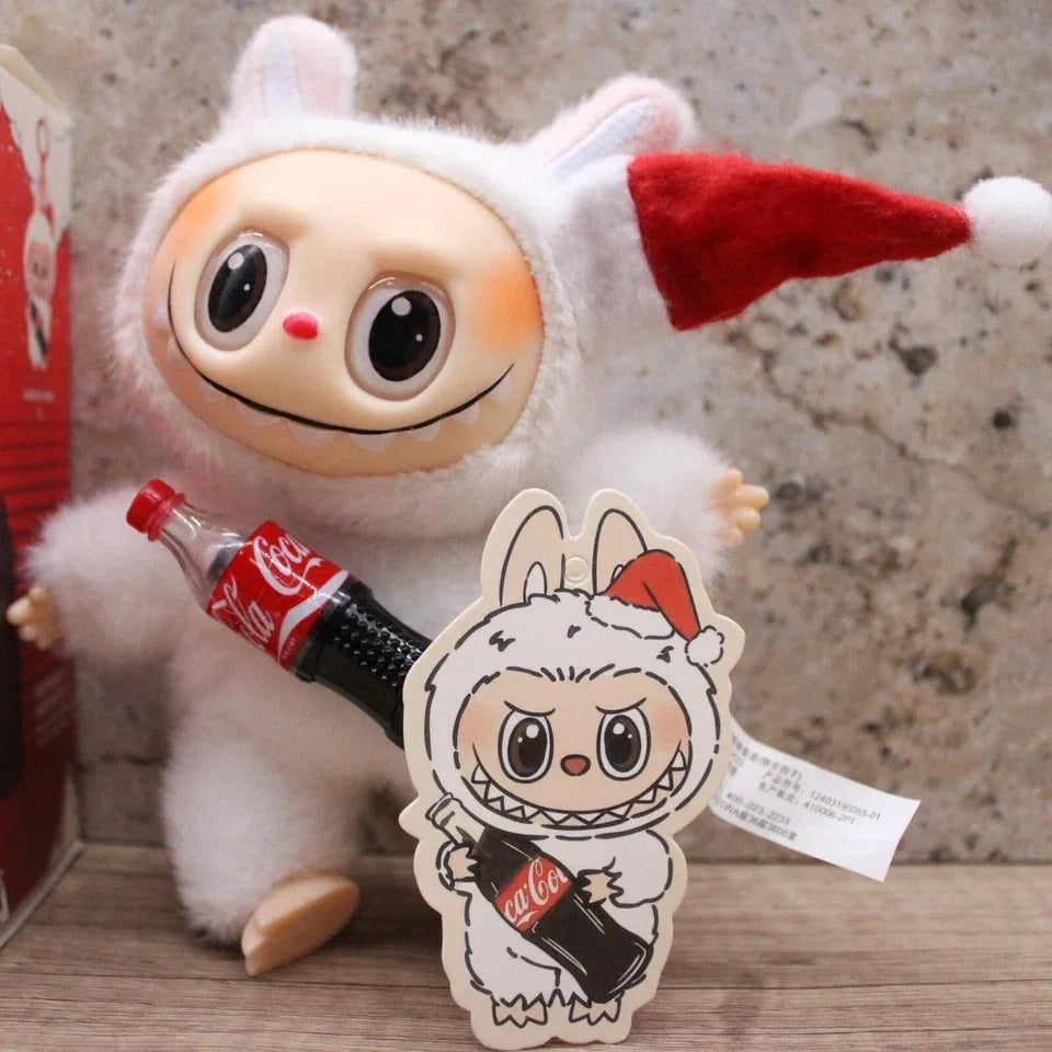 Labubu Coca-Cola Plush Doll – Pop Mart Edition with Santa Hat (Random Color Surprise Gift)