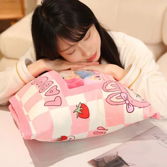 Labubu Kawaii Plush Pillow with 7 Dolls – 2-in-1 Cuddly Toy & Cushion