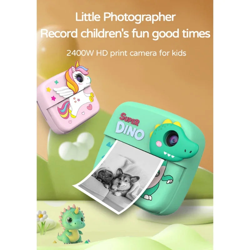 Kids Instant Digital Camera with Dual Camera DSLR Unicorn & Dinosaur Style Camera