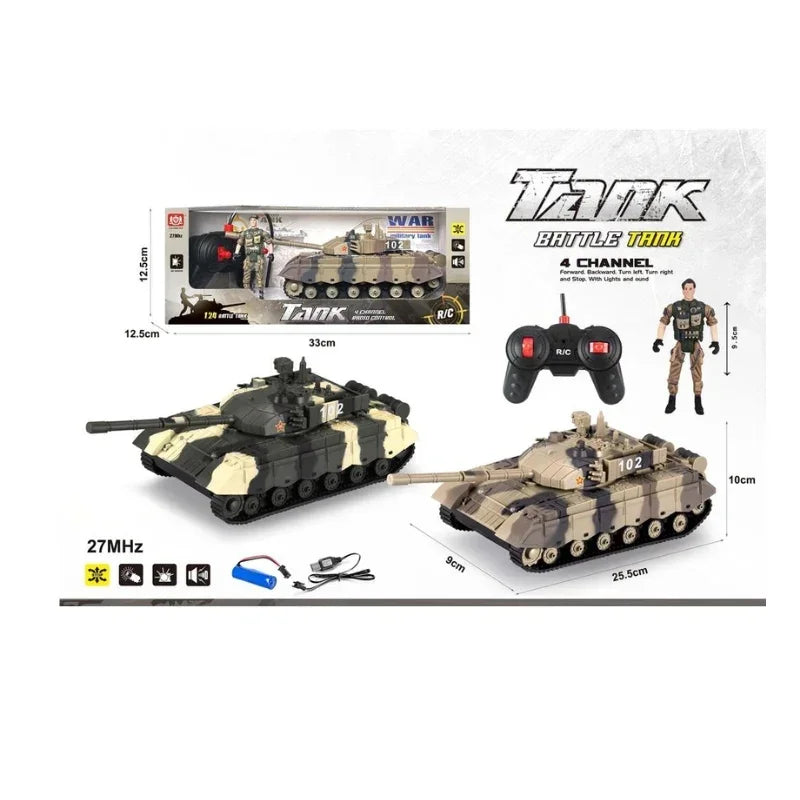 Remote Control German Tiger Battle Tank with Soldier – Realistic Light & Sound
