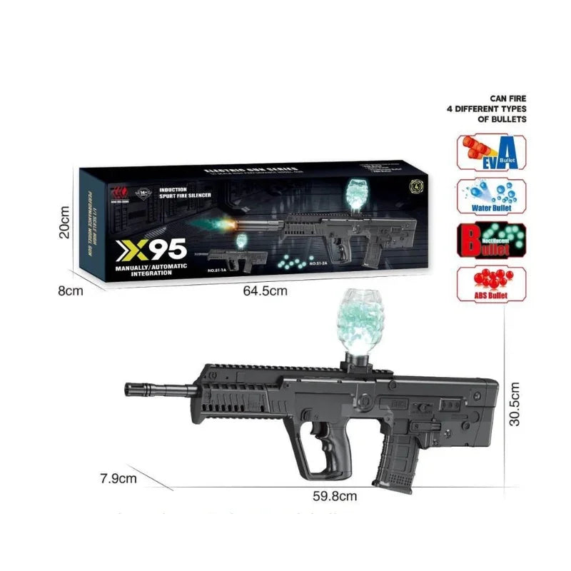 X95 High-Power Electric Soft Bullet Blaster – 4 Bullet Types for Action Play