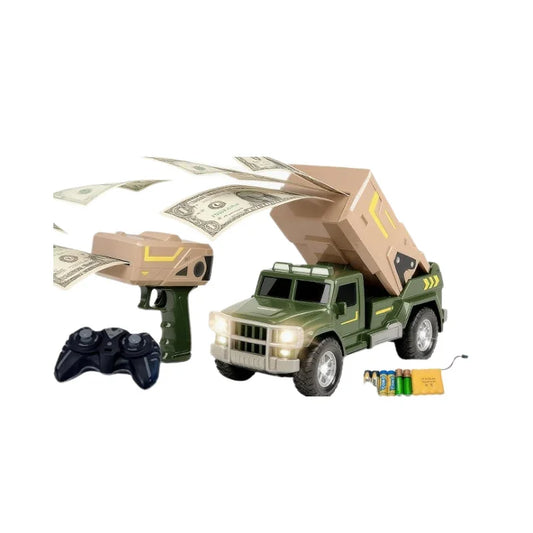 2-in-1 Military Remote Control Spray Money Car – 2.4GHz RC Vehicle