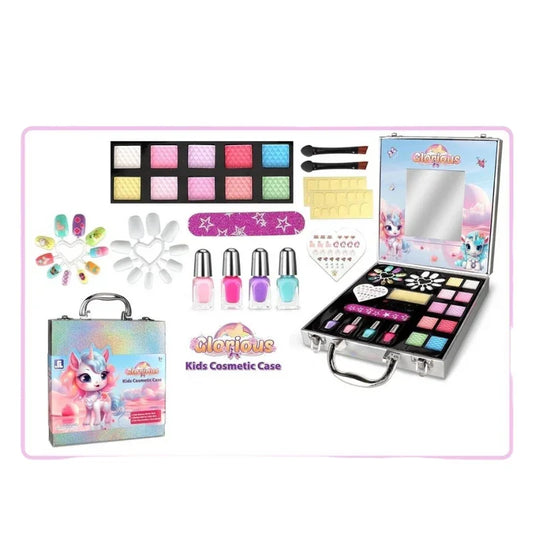 Glam Box – DIY Kids Makeup & Nail Art Set with Storage Case