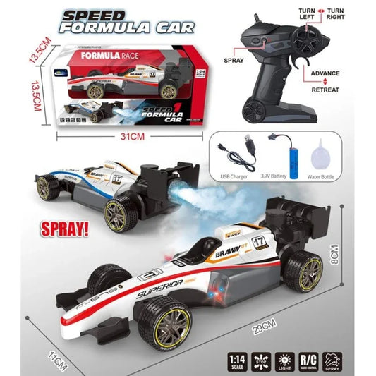 Remote Control F1 Racing Car 1:14 Scale 5 Functions, Rechargeable Battery