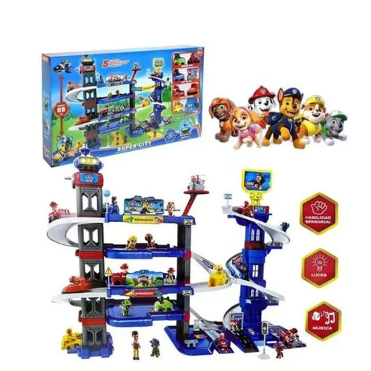 Paw Patrol Rescue Garage Light & Sound Parking Lot with 7 Vehicles