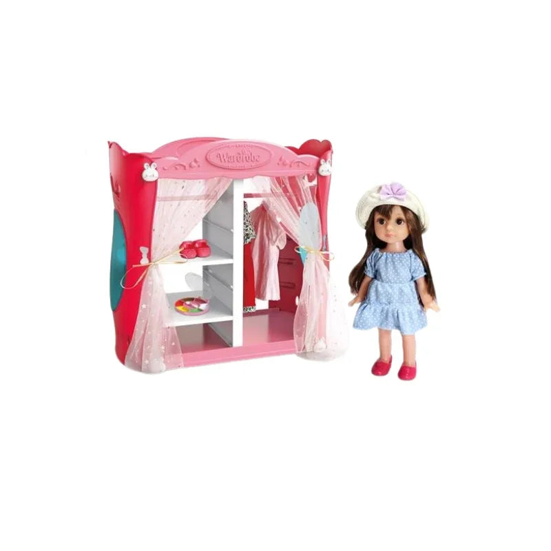 Fashionable Girl Doll with Deluxe Cloakroom Wardrobe Set