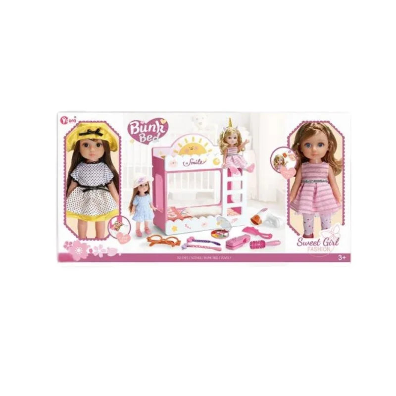 Fashionable Girl Doll Bed Playset – Stylish Creative Dollhouse Play