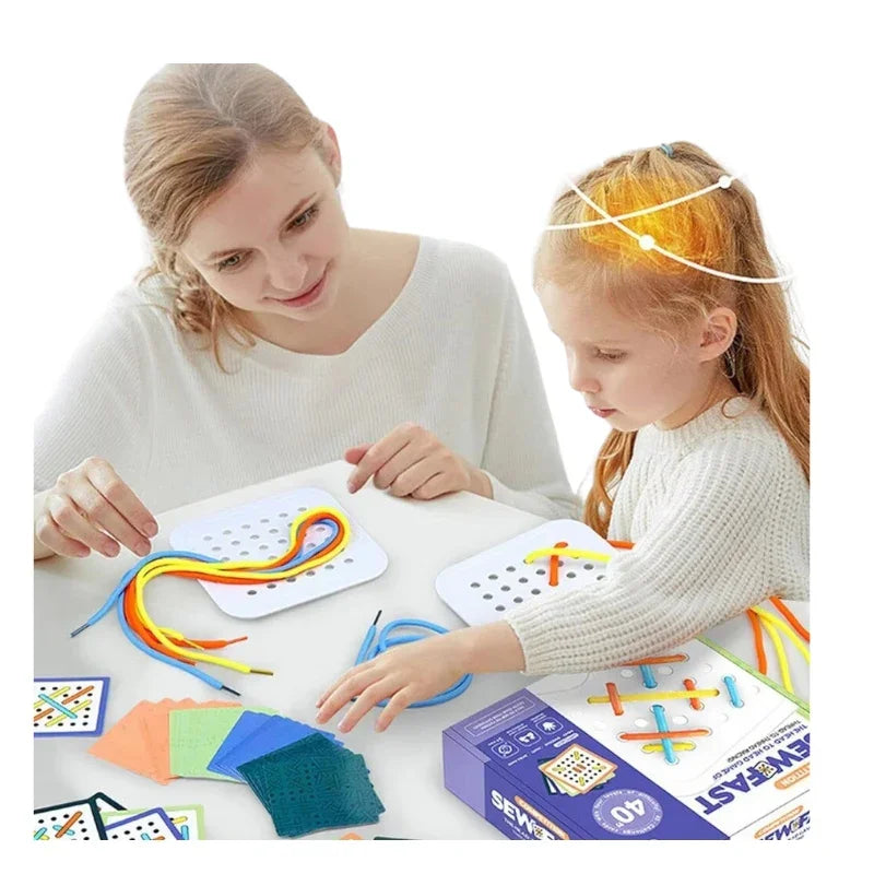 Montessori-Inspired Rope Threading Board Toy Game Set
