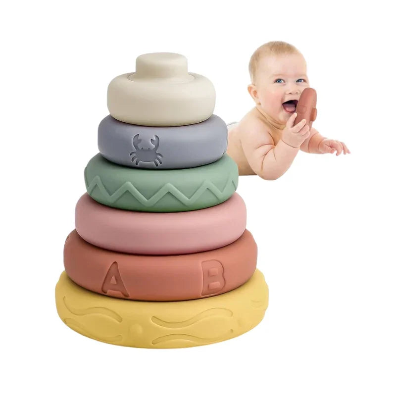 Soft Silicone Baby Stacking Blocks – Educational Sensory Toys (Deal)
