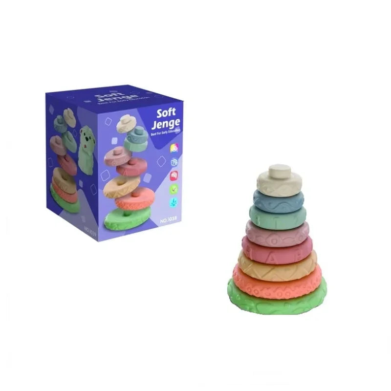 Soft Silicone Baby Stacking Blocks – Educational Sensory Toys (Deal)